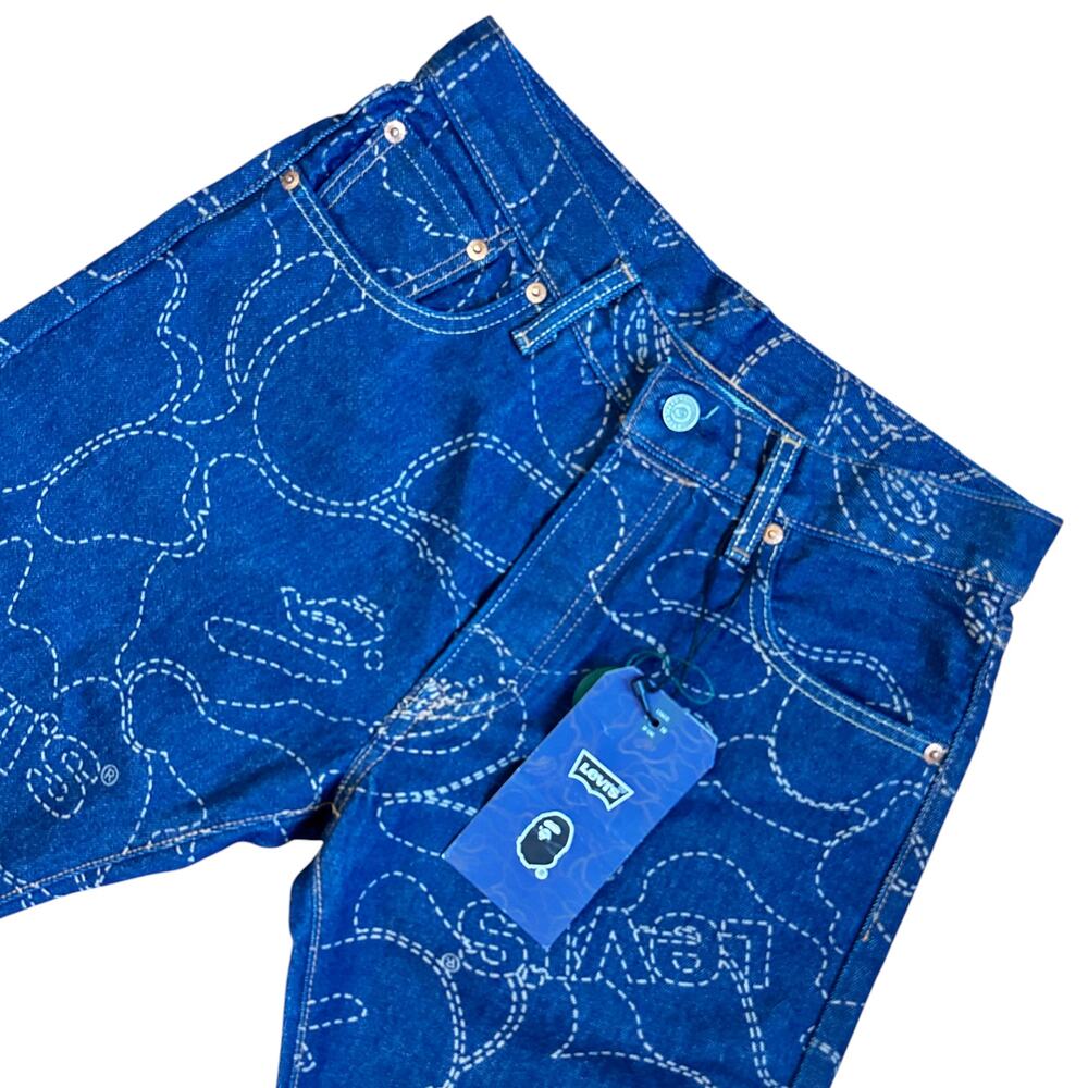 Brand New 30" X 32" Bape Levis Camo Print Denim Jeans